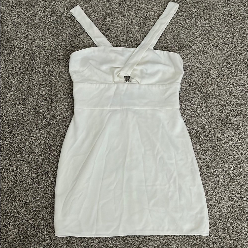NBD White Babydoll Mini Dress Square Neck Sleeveless
